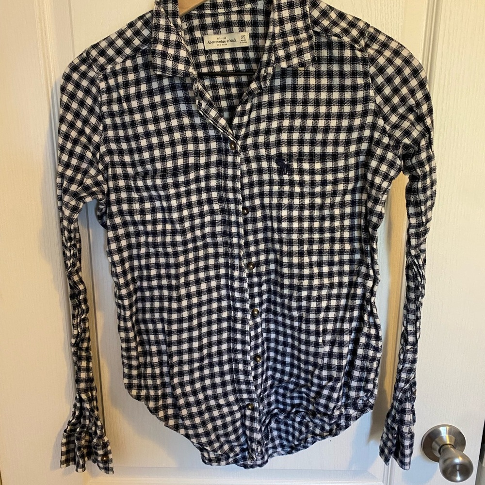 Abercrombie Black and White Checkered Button-Up Shirt